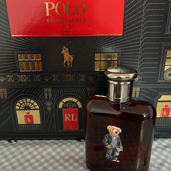 Polo by Ralph Lauren Red Parfum and Blue Leather Men's Duffel Bag - Picture 5 of 6